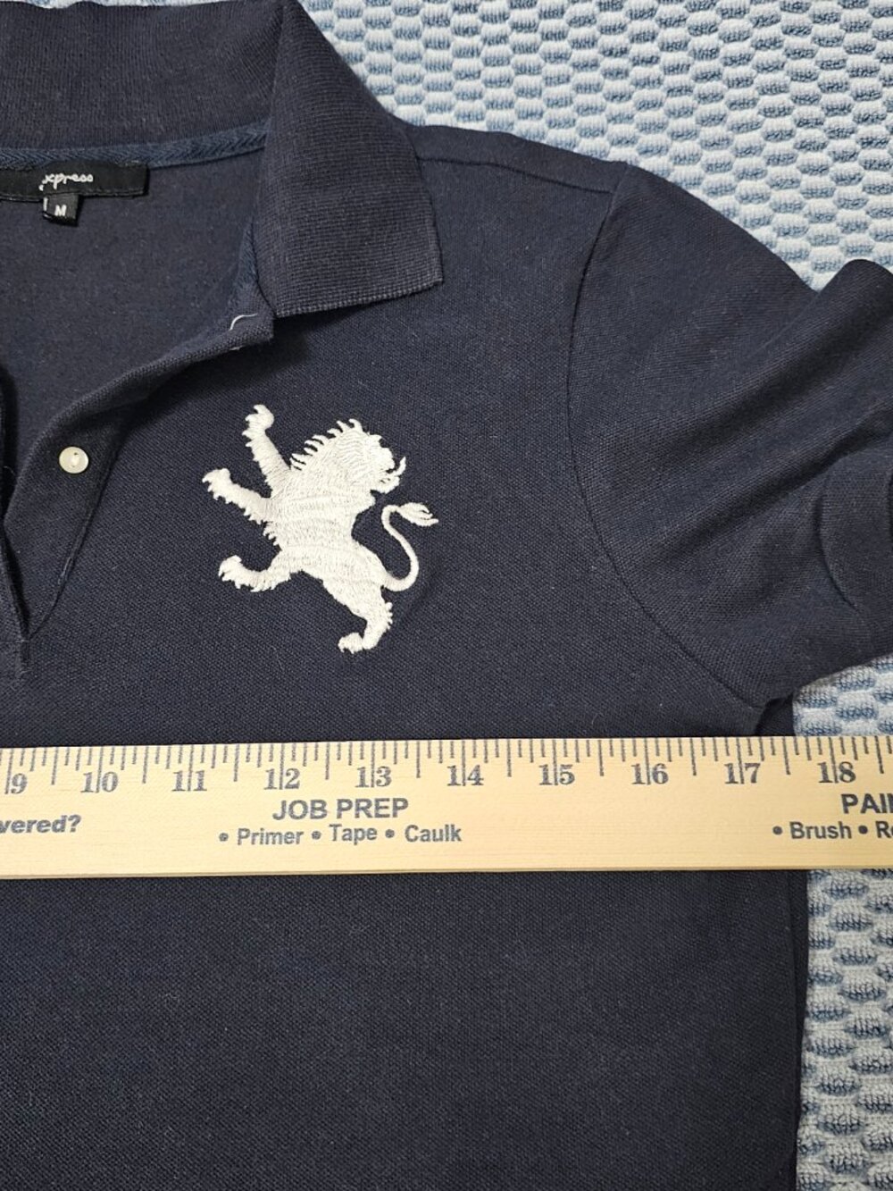 Express Y2K Dark Blue Fitted Top Lion Logo Womens Polo Shirt - Size Medium - Picture 5 of 6
